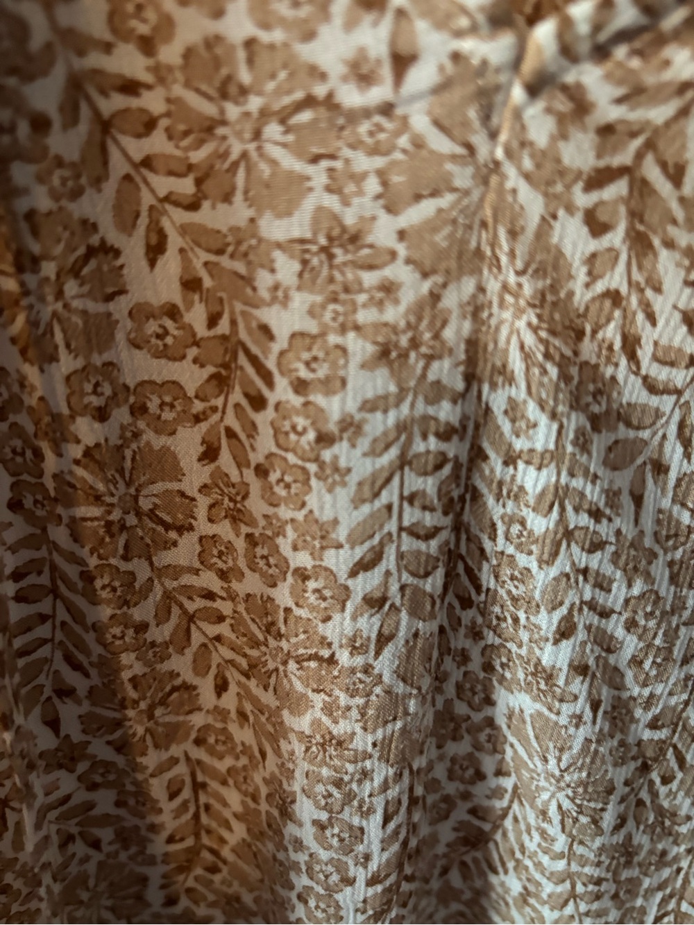 Gentle Fawn Tan Floral V-Neck Sleeveless Blouse XL High-Low Neck Ties Rayon - Picture 7 of 9
